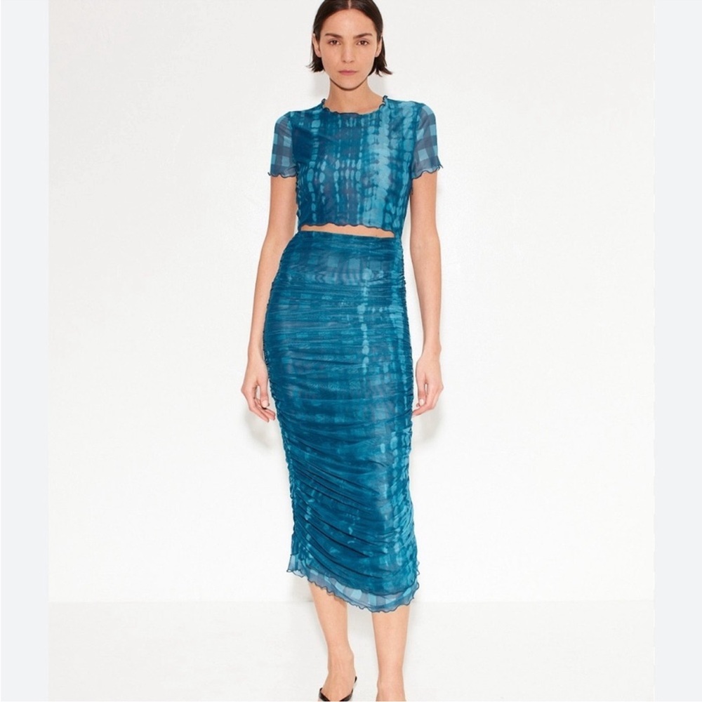 Simon Miller Teal Tie-Dye Mesh Dress with Slit - XS